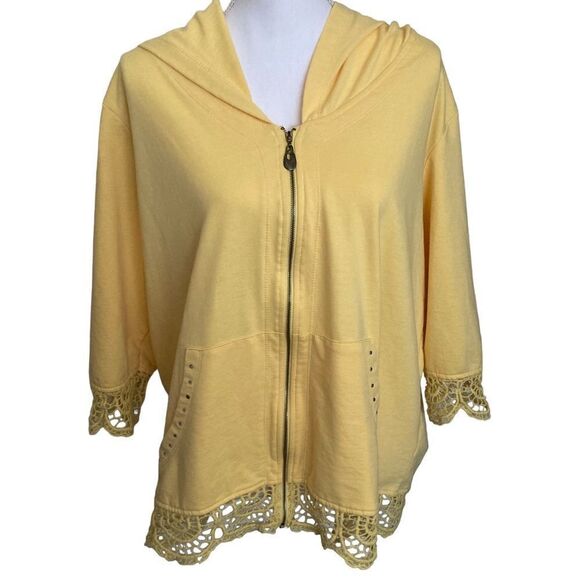 Woman Yellow zip up sweatshirt hoodie jacket 2X - Picture 4 of 5